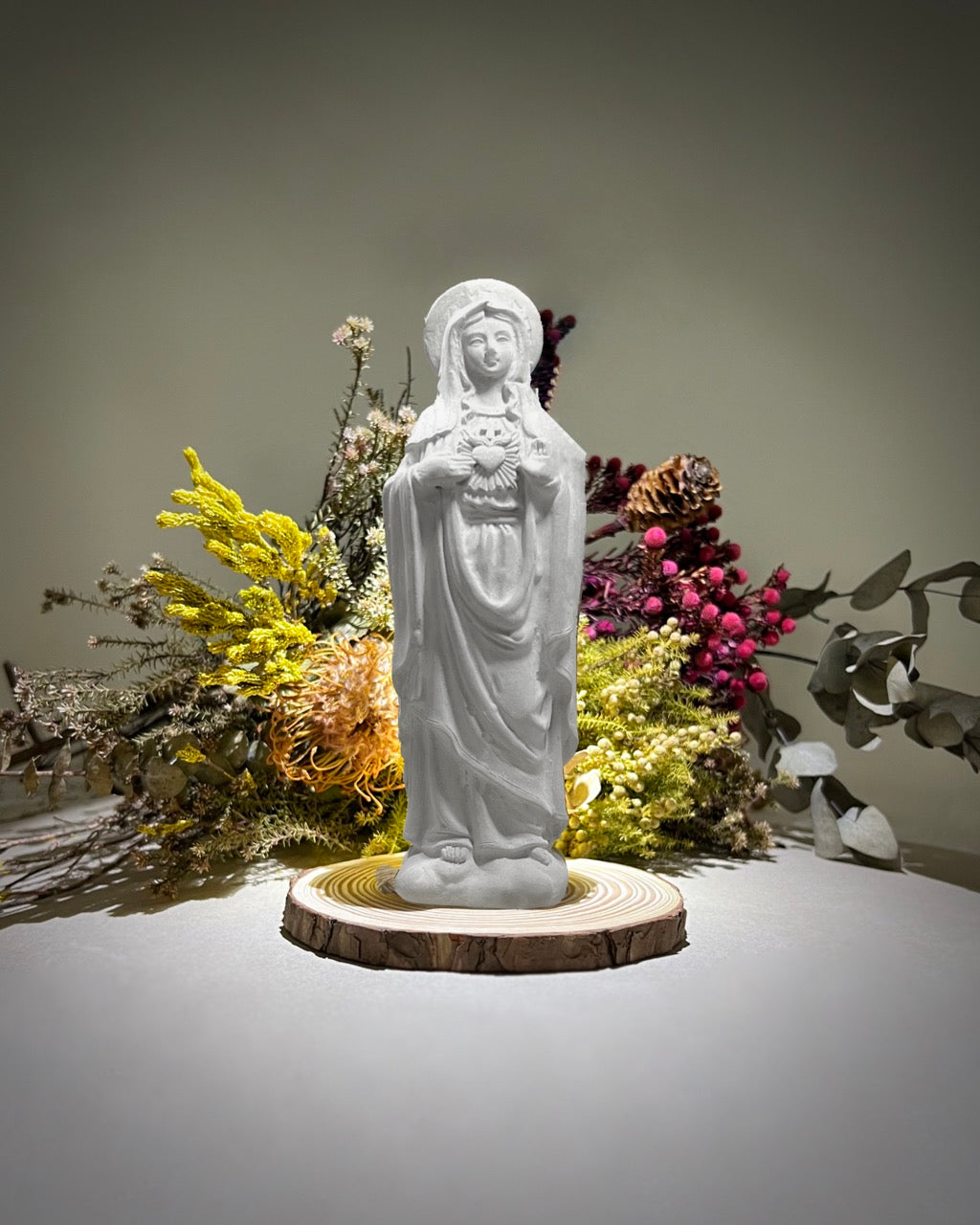 Notre Dame du Sacré-Cœur - Blanc ivoire - Statue