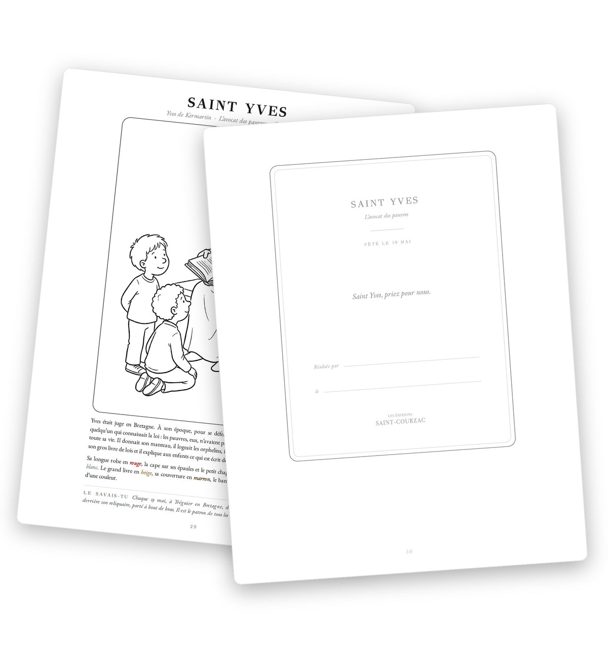 Au dos de la planche de saint Yves, une image pieuse à remplir
